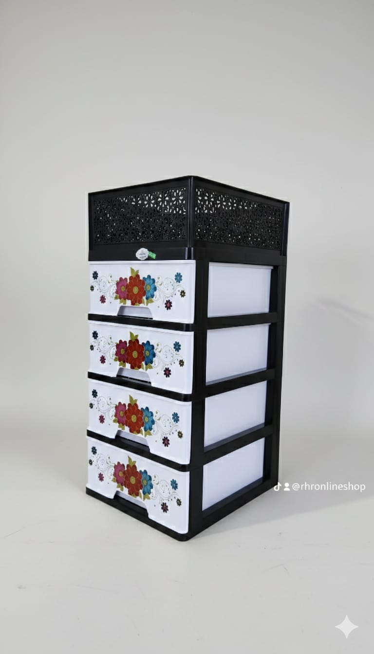 Premium Closet 4 Drawer With Basket Black